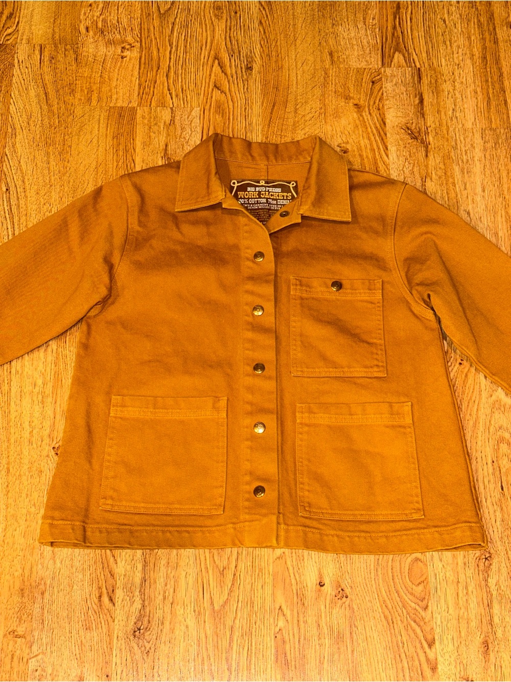 Big Bud Press Spicy Mustard 14 Oz Denim Work Chore Jacket Womens Size P (Medium)